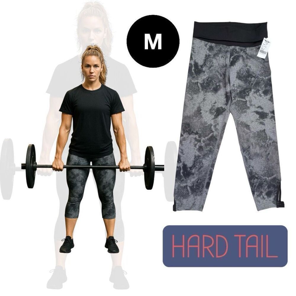 Hard Tail Capri Leggings Women's Medium Gray Pull-On Yoga High Rise Tie Dye NWT